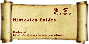 Miatovics Balázs névjegykártya